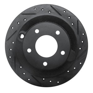 Mazda Millenia Brake Rotor (1) - Rear Right - R1 Concepts - Drilled & Slotted - Black - `95-`02